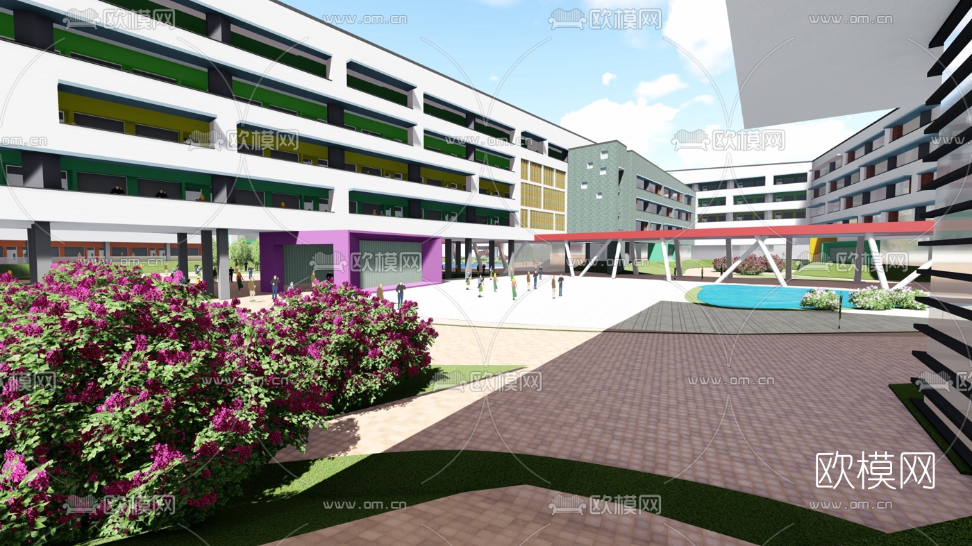 现代学校规划su模型下载（渲染图5）