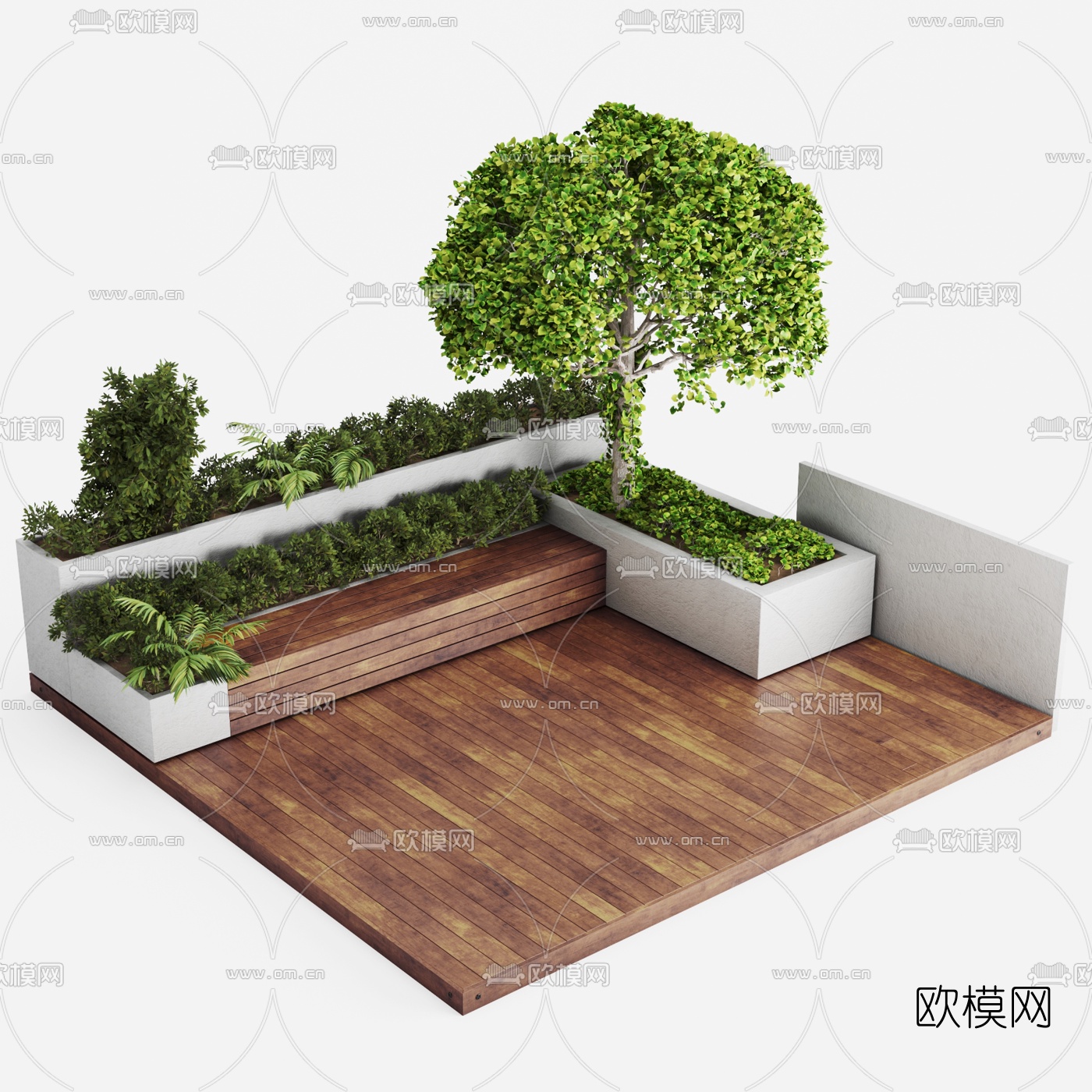 现代户外花坛座椅3d模型下载（渲染图1）