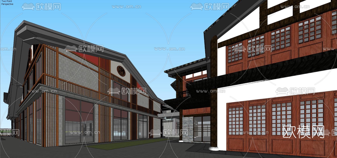 中式汉唐风商业街su模型下载（渲染图6）