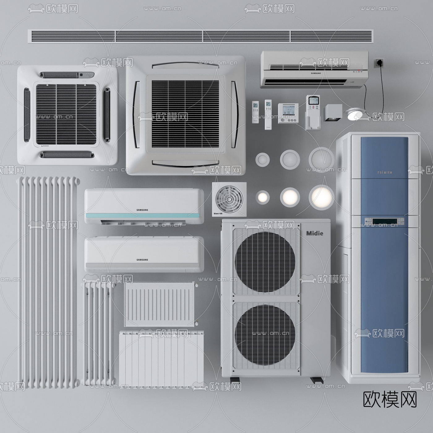 现代空调挂机出风口遥控器3d模型