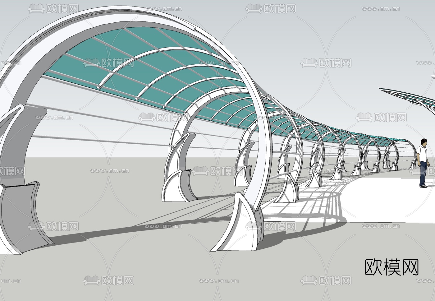 现代长廊免费su模型下载