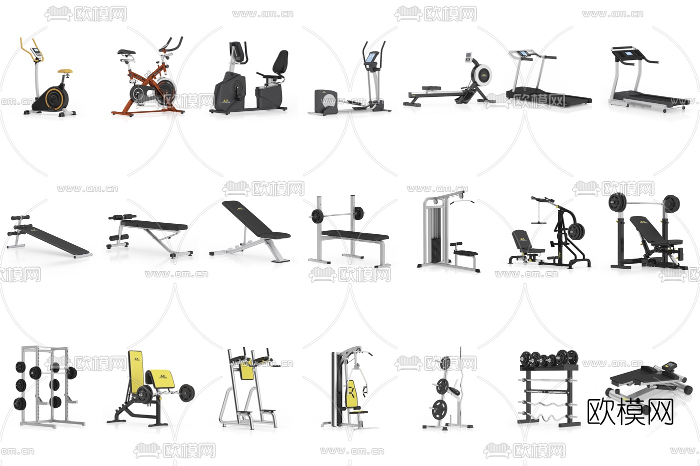 现代运动健身器材su模型下载