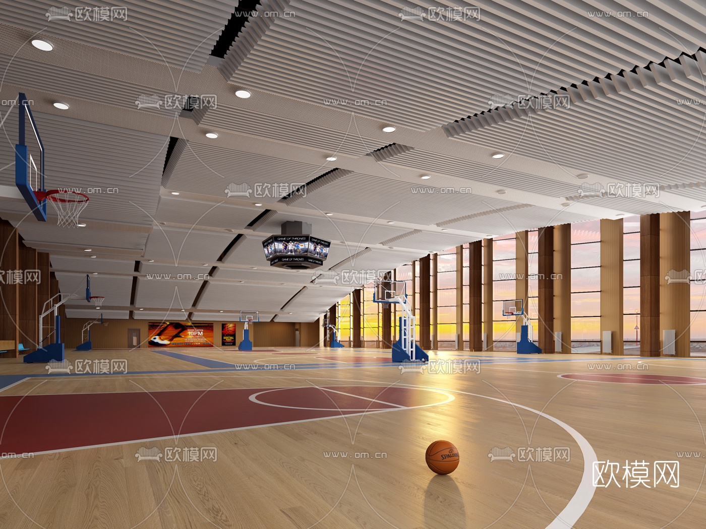 现代篮球馆3d模型下载（渲染图1）