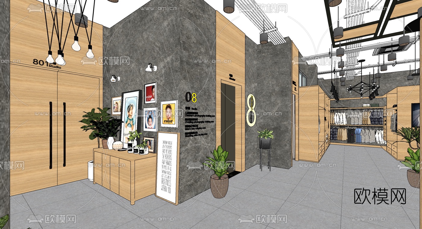 现代婚纱摄影影楼su模型下载（渲染图2）