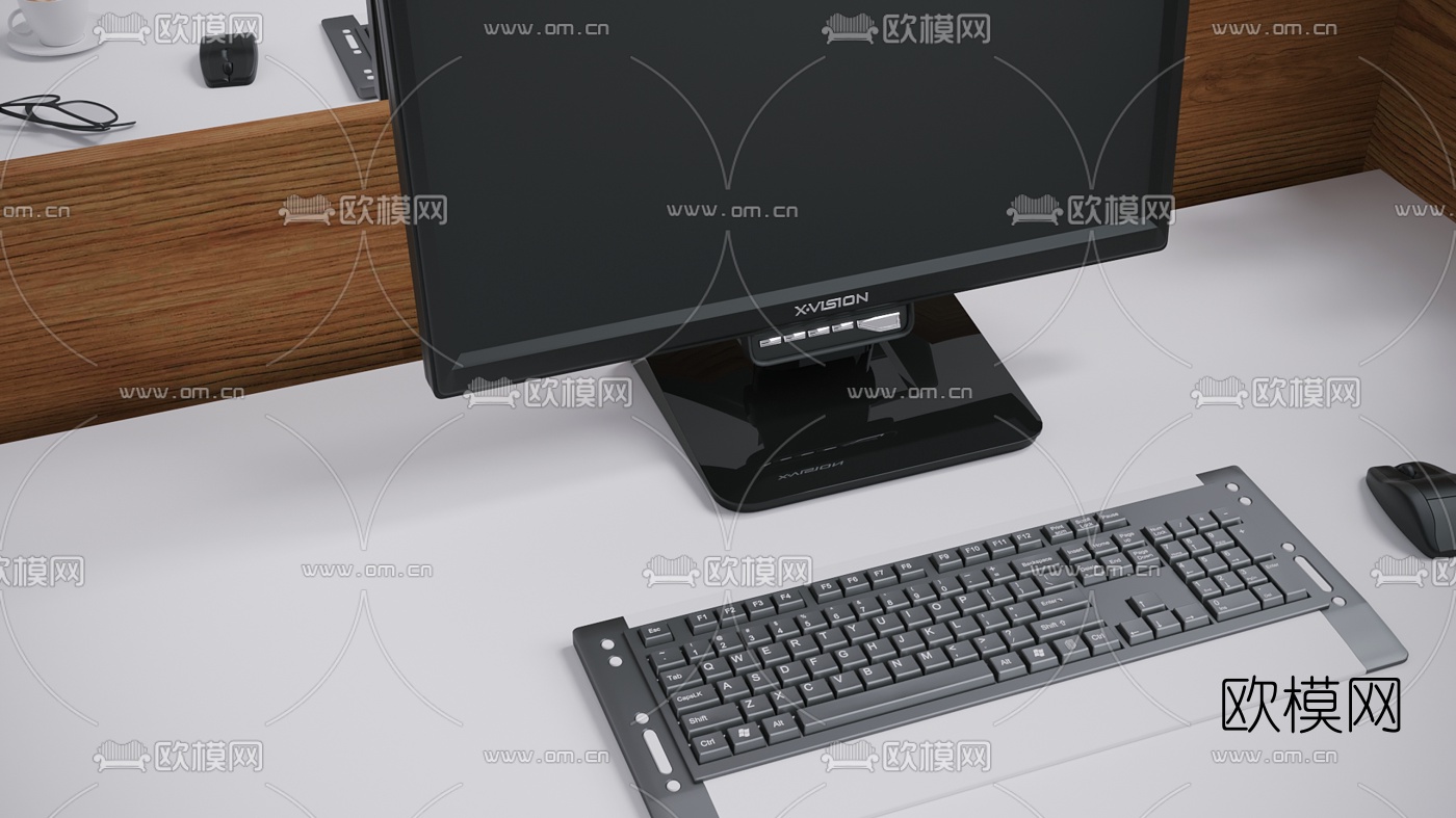 现代实木办公卡座3d模型