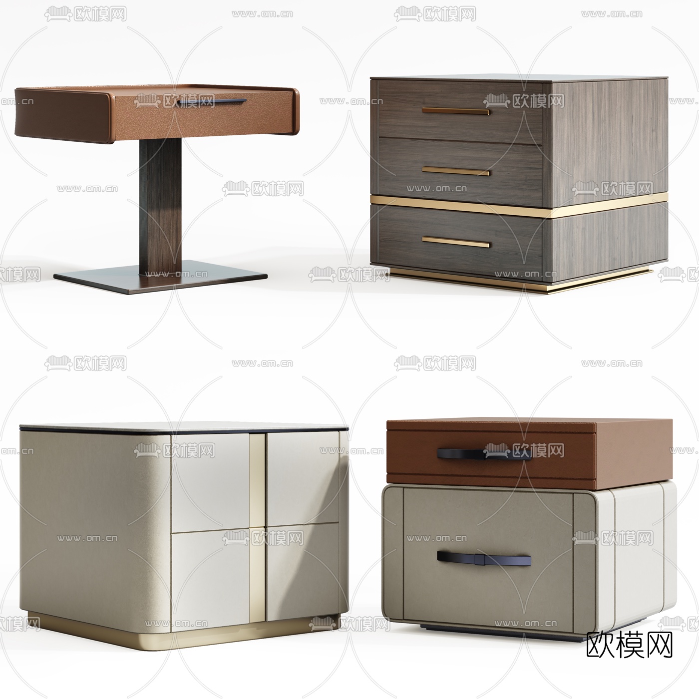 现代皮革床头柜3d模型下载