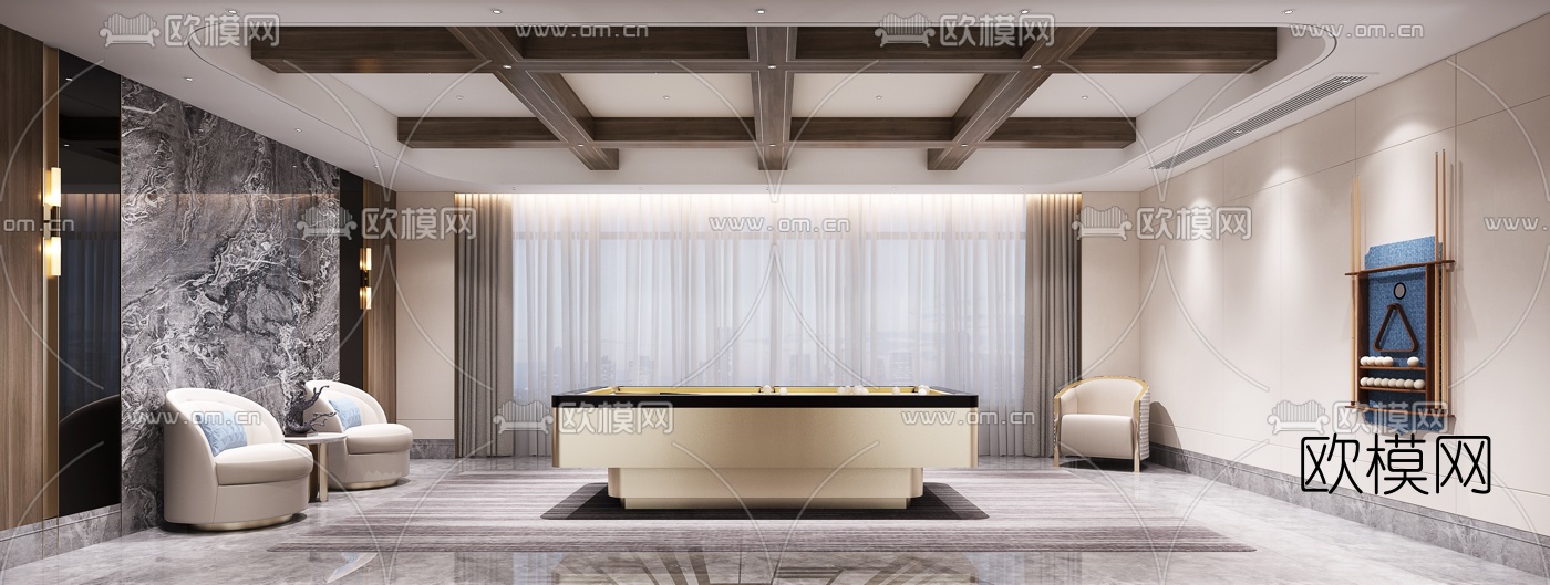 现代台球室3d模型下载