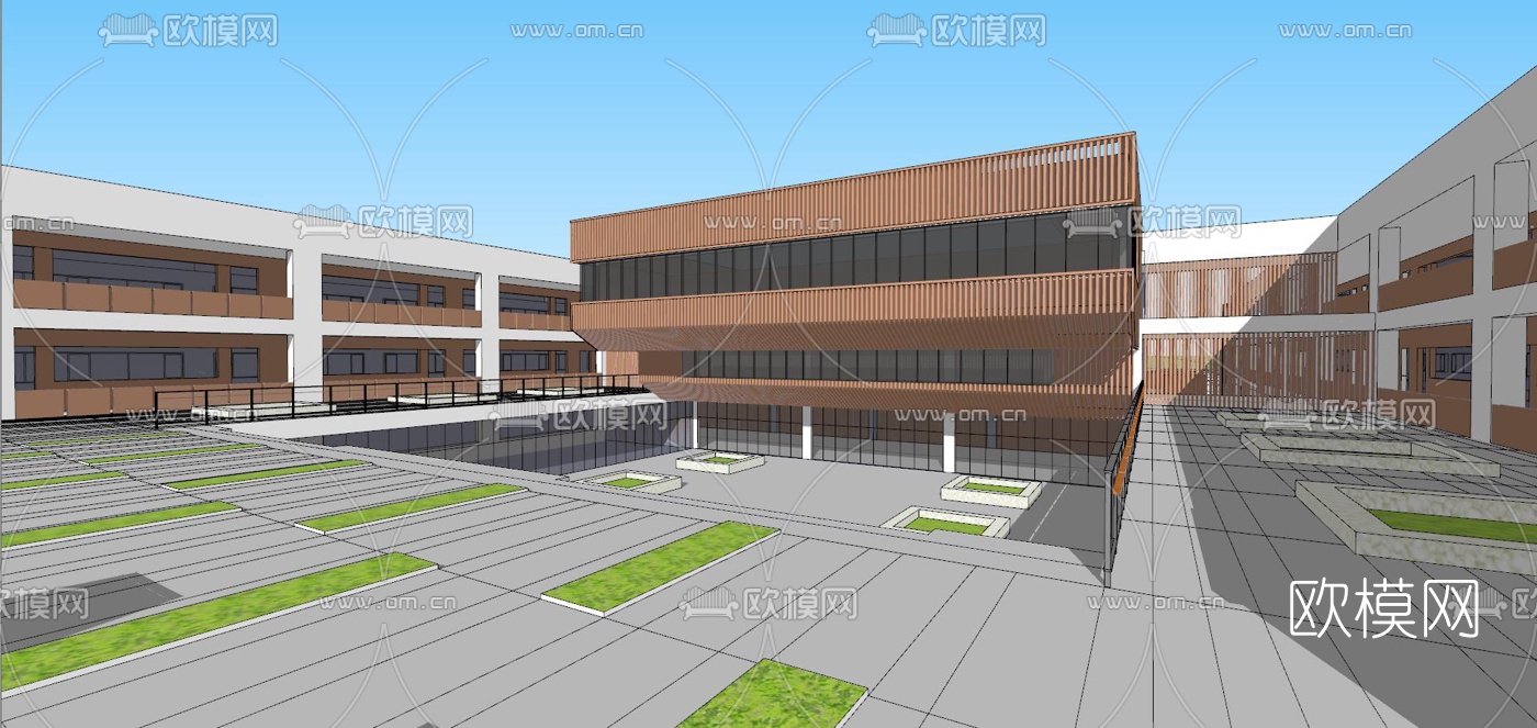 现代学校规划su模型下载（渲染图7）
