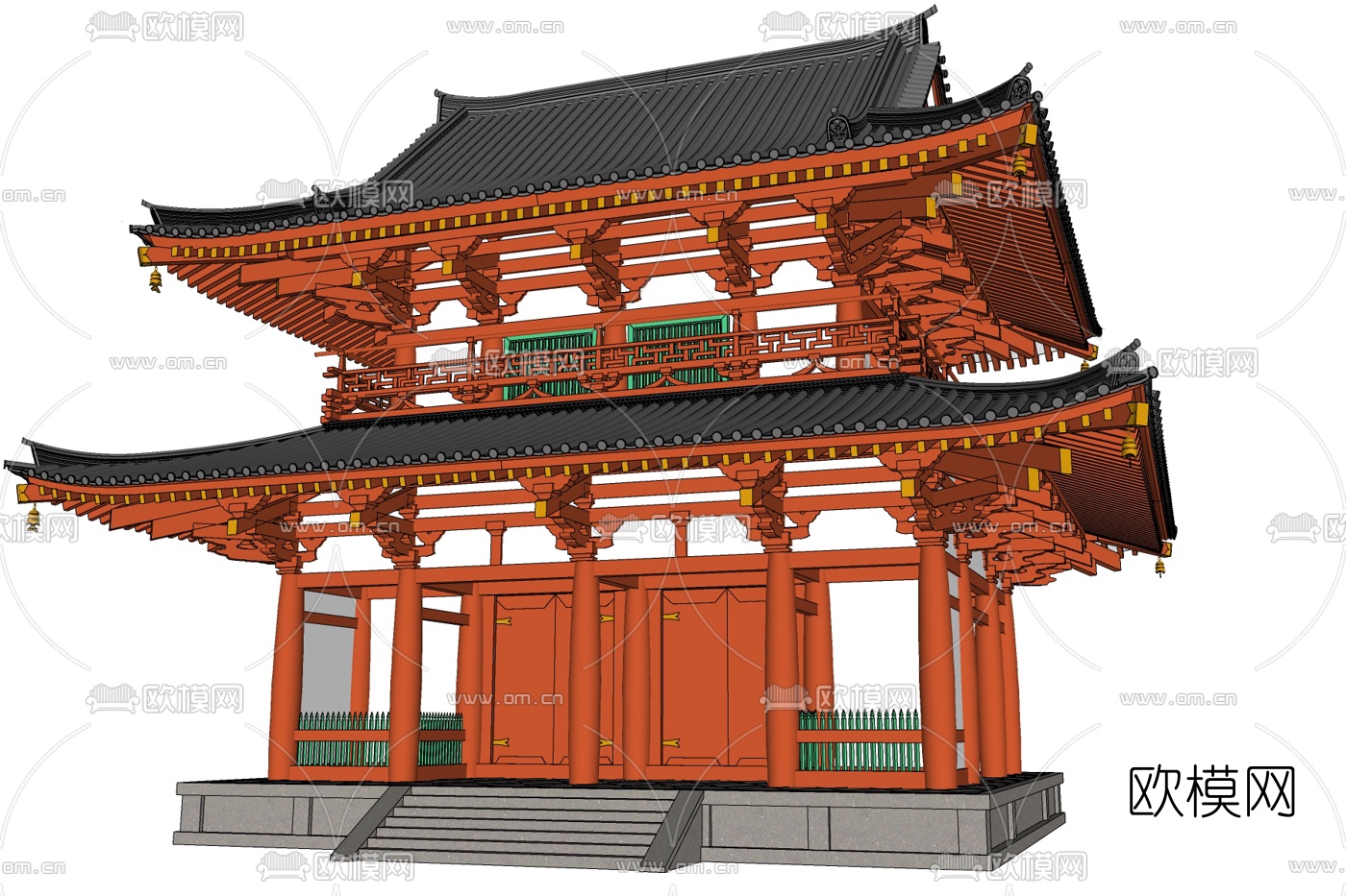 中式古建楼阁免费su模型下载