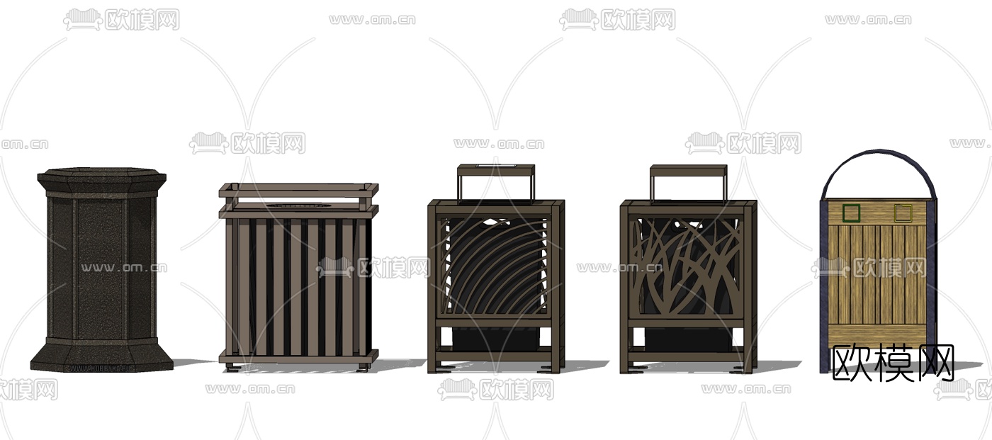 现代户外垃圾桶su模型下载
