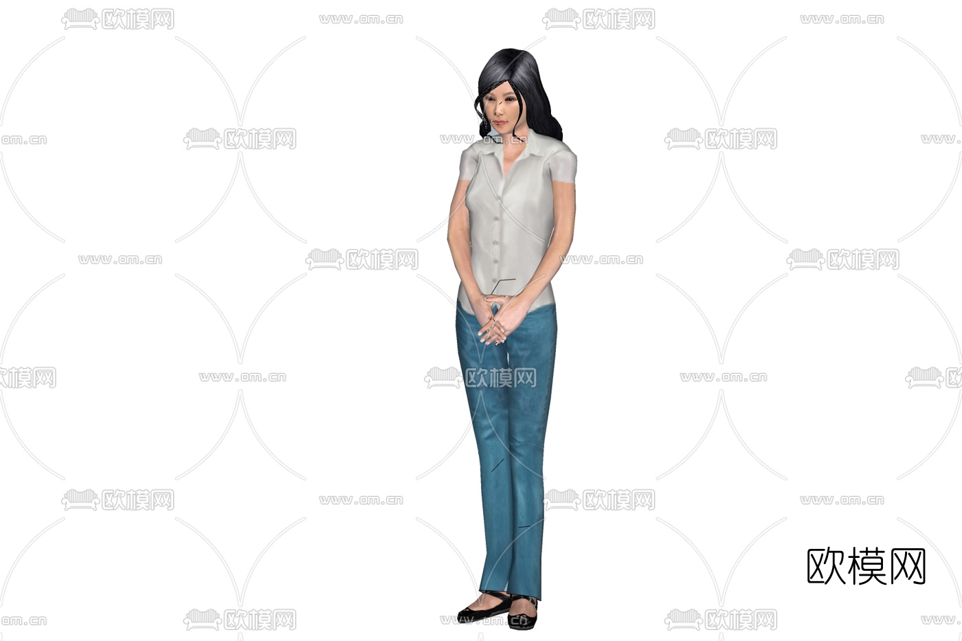 现代站姿女子免费su模型下载