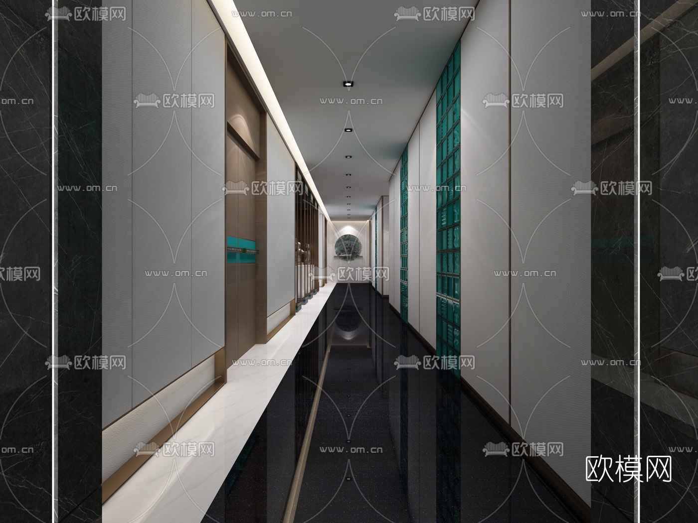 新中式会所前厅过道3d模型
