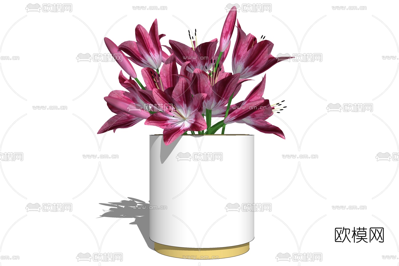 现代花瓶花卉免费su模型下载