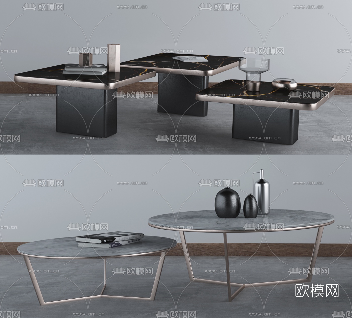 后现代金属茶几3d模型下载