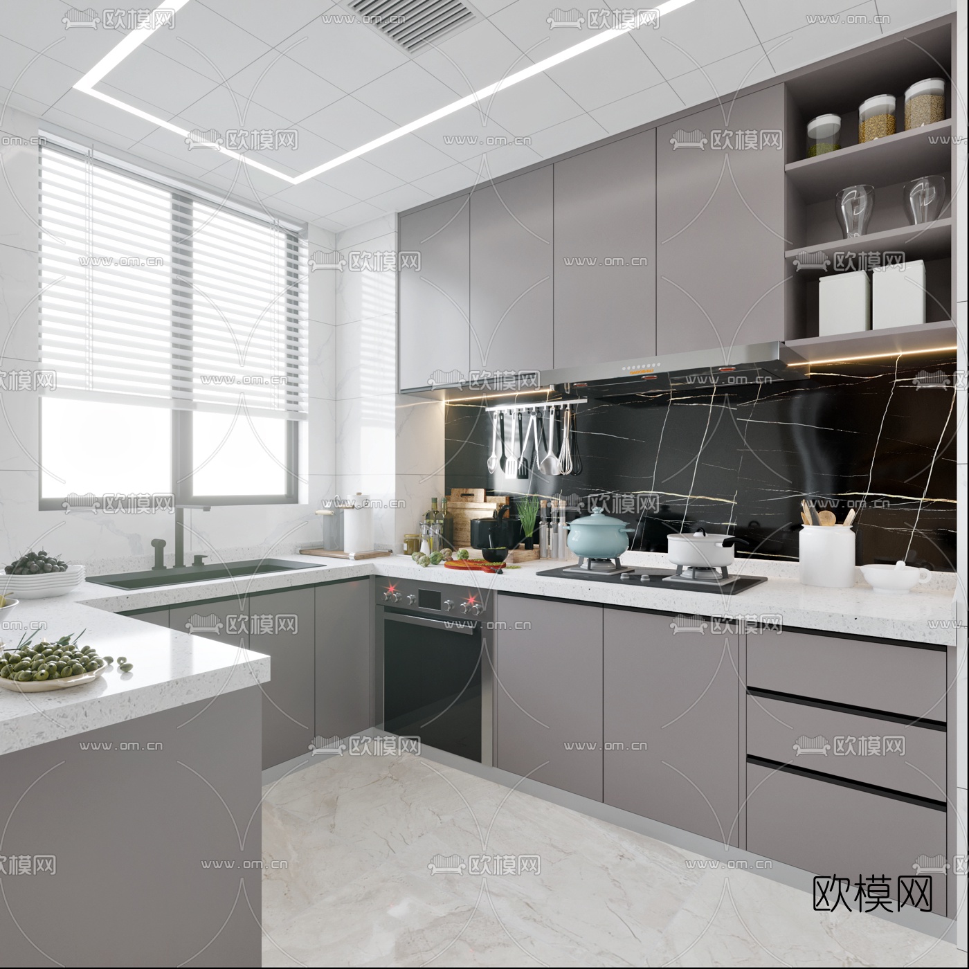 现代轻奢客餐厅3d模型