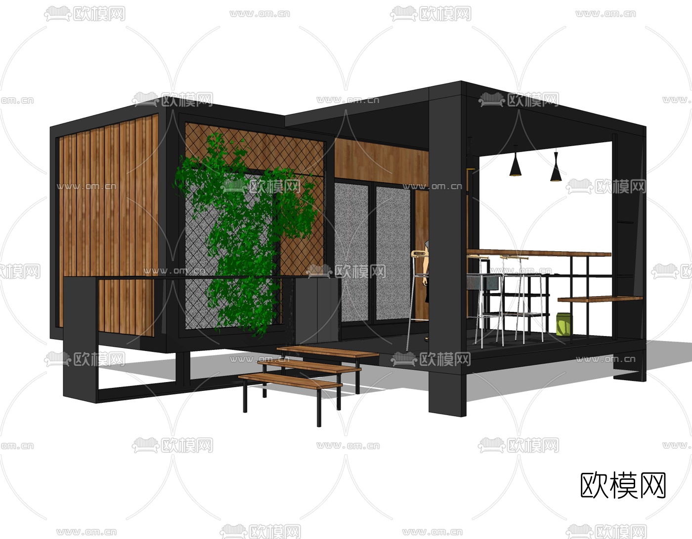 工业风集装箱住宅免费su模型下载