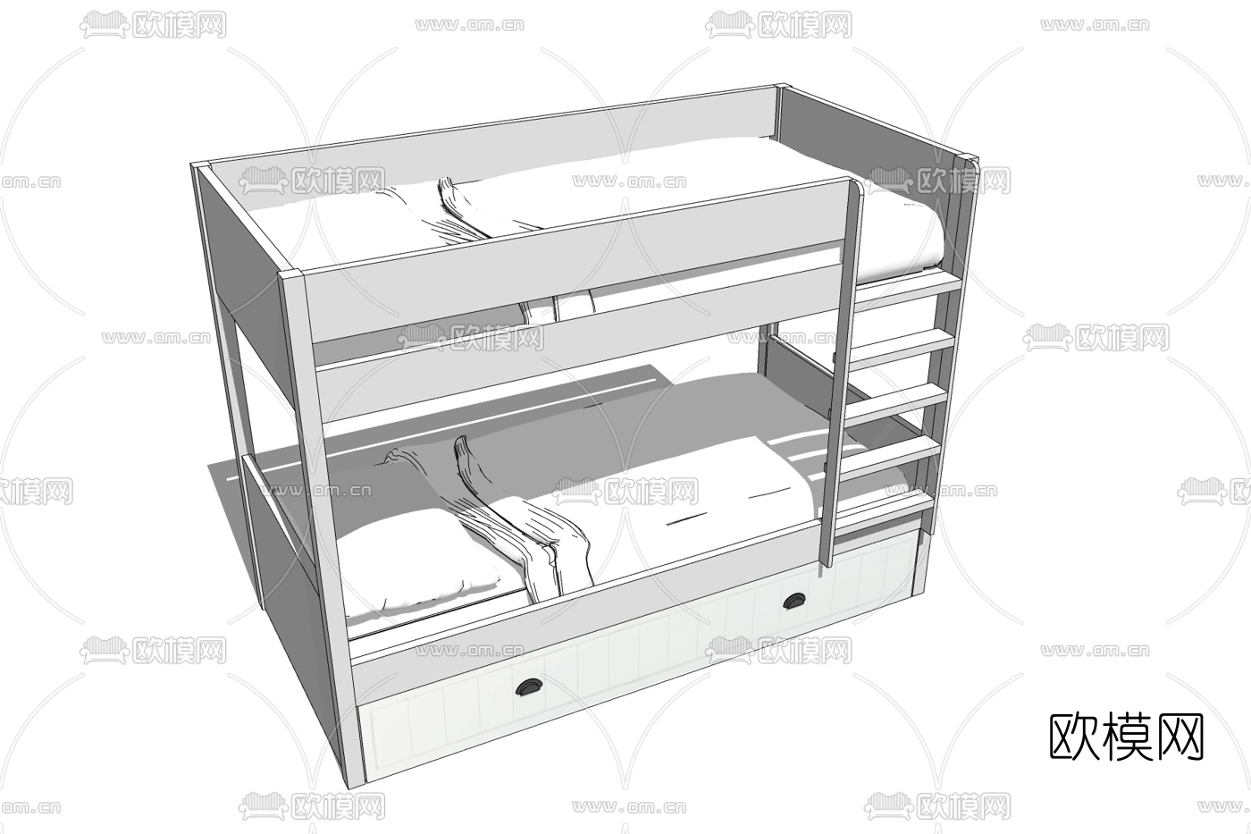 简欧儿童床免费su模型下载