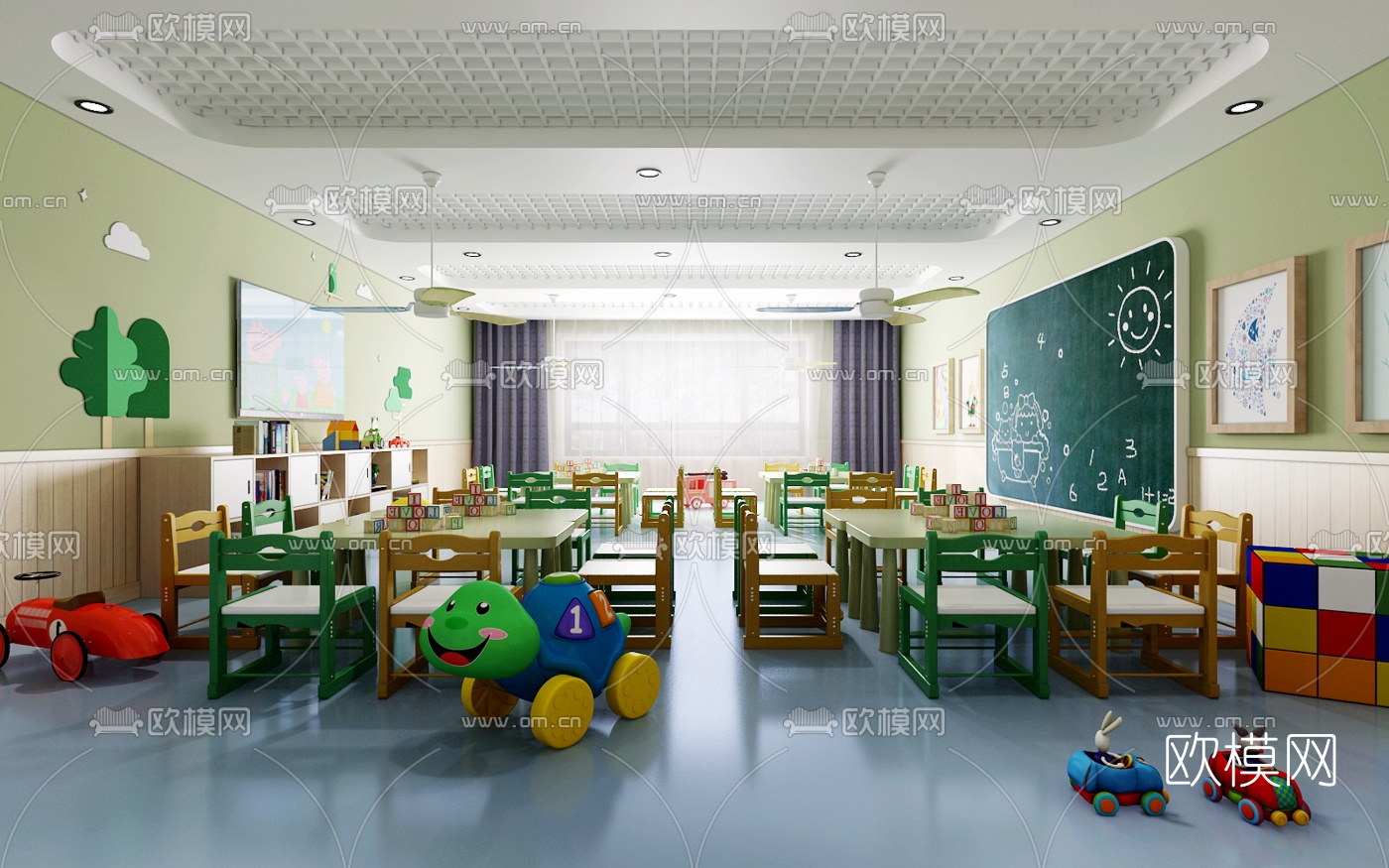 现代幼儿园教室3d模型