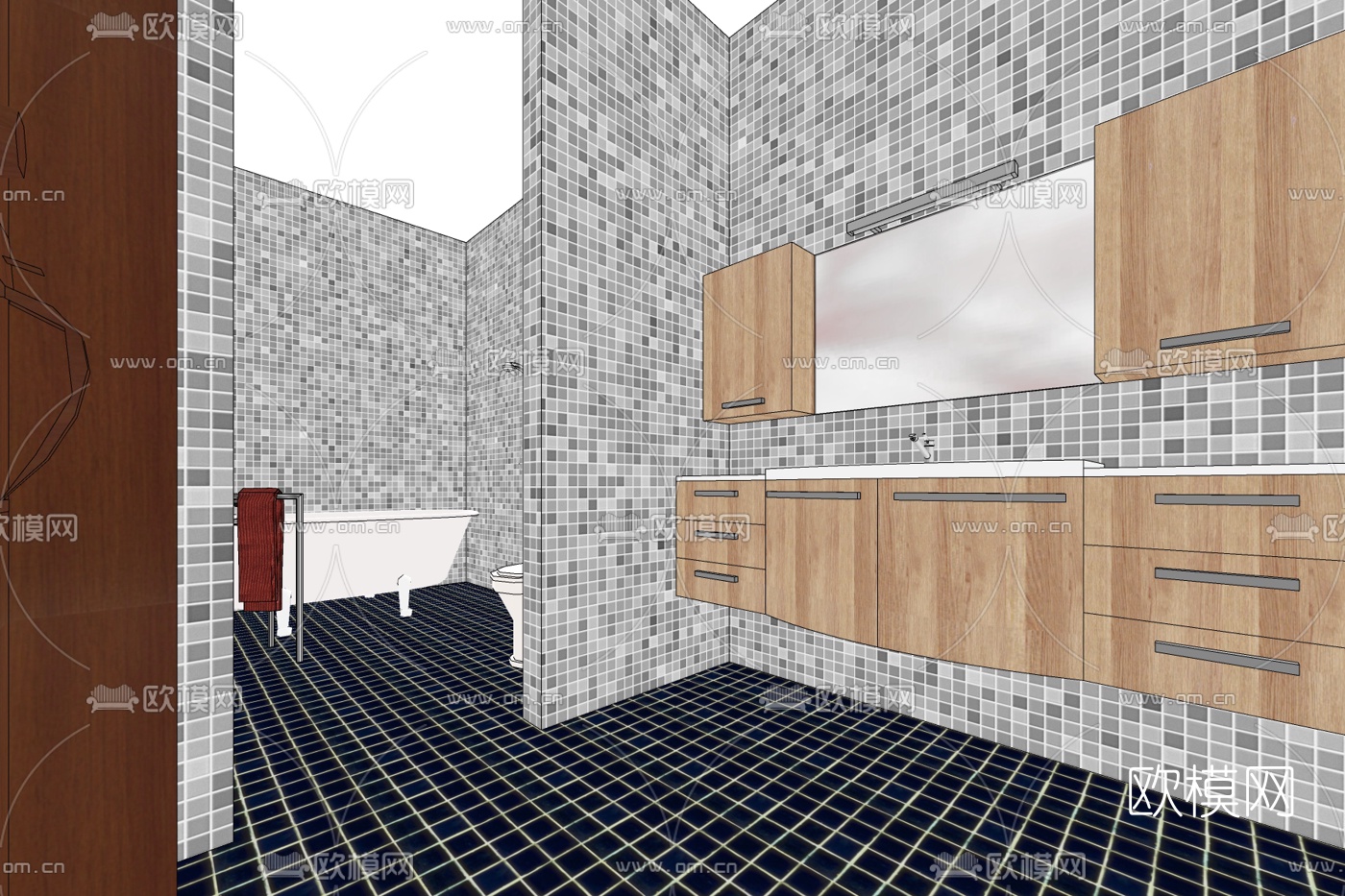 现代浴室卫生间免费su模型下载