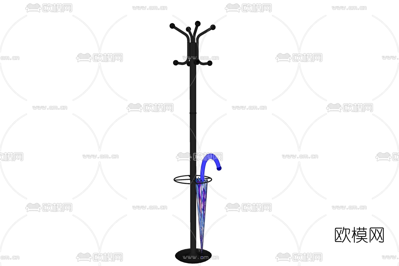 现代金属挂衣杆免费su模型下载