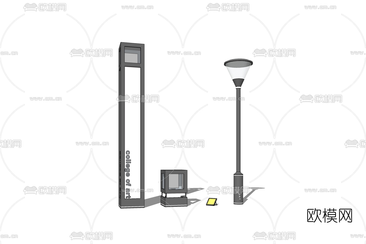 中式金属景观灯免费su模型