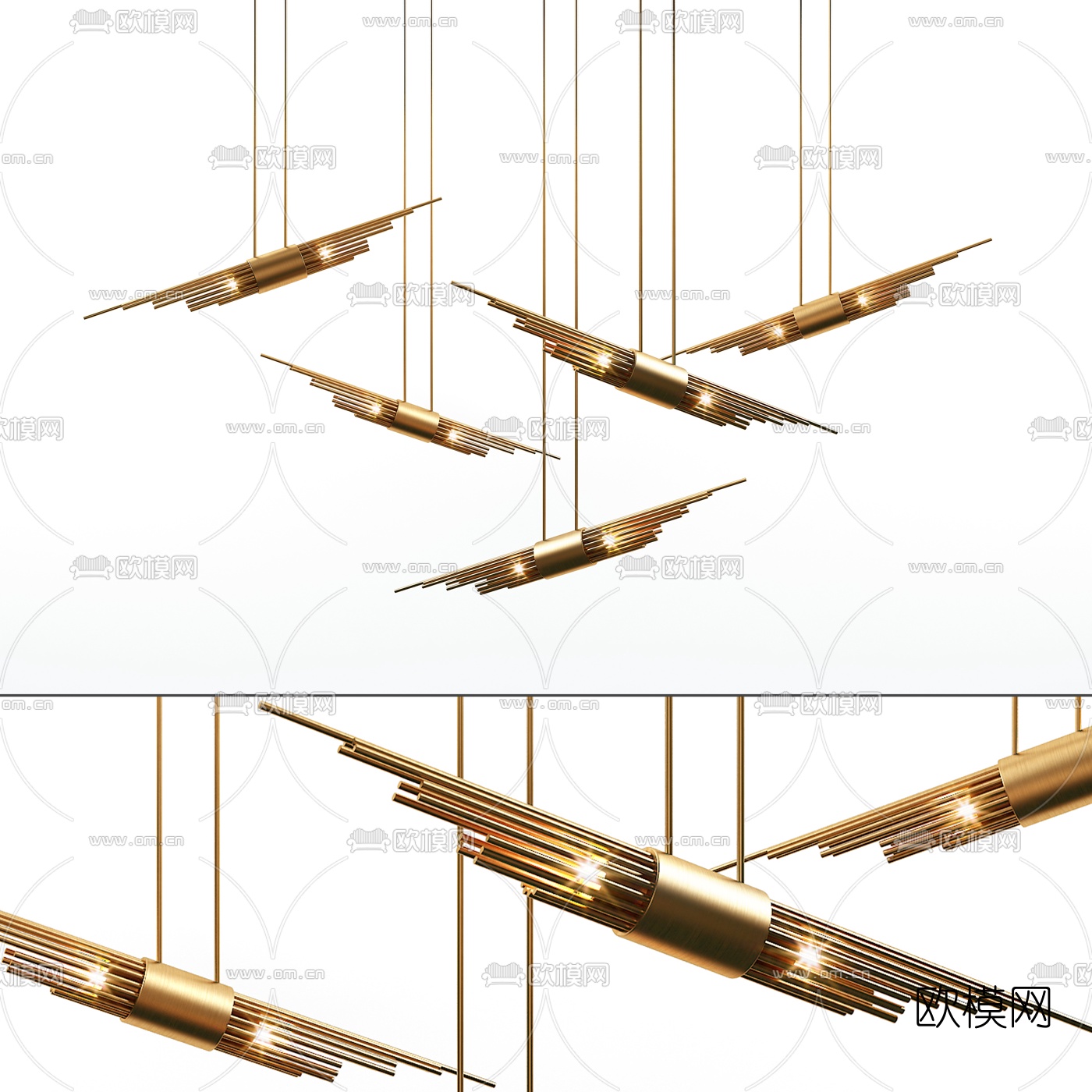 现代金属吊灯3d模型-免费3dmax模型库-欧模网