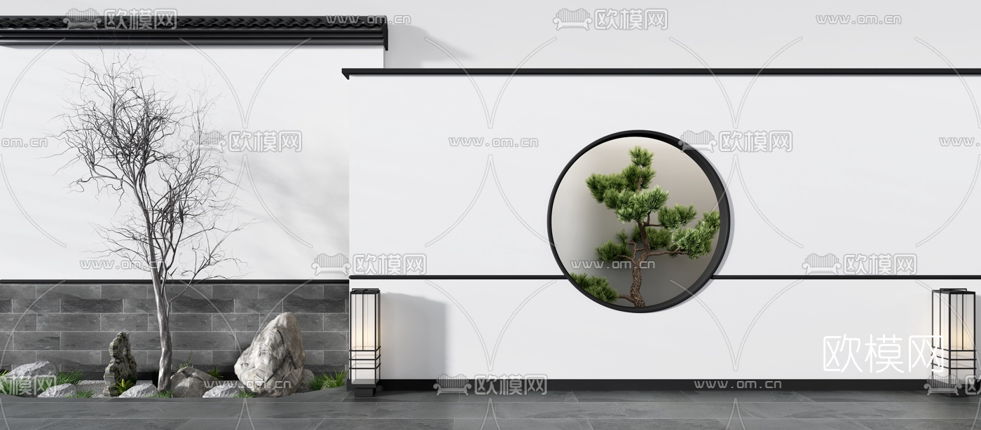 新中式园林景观小品3d模型
