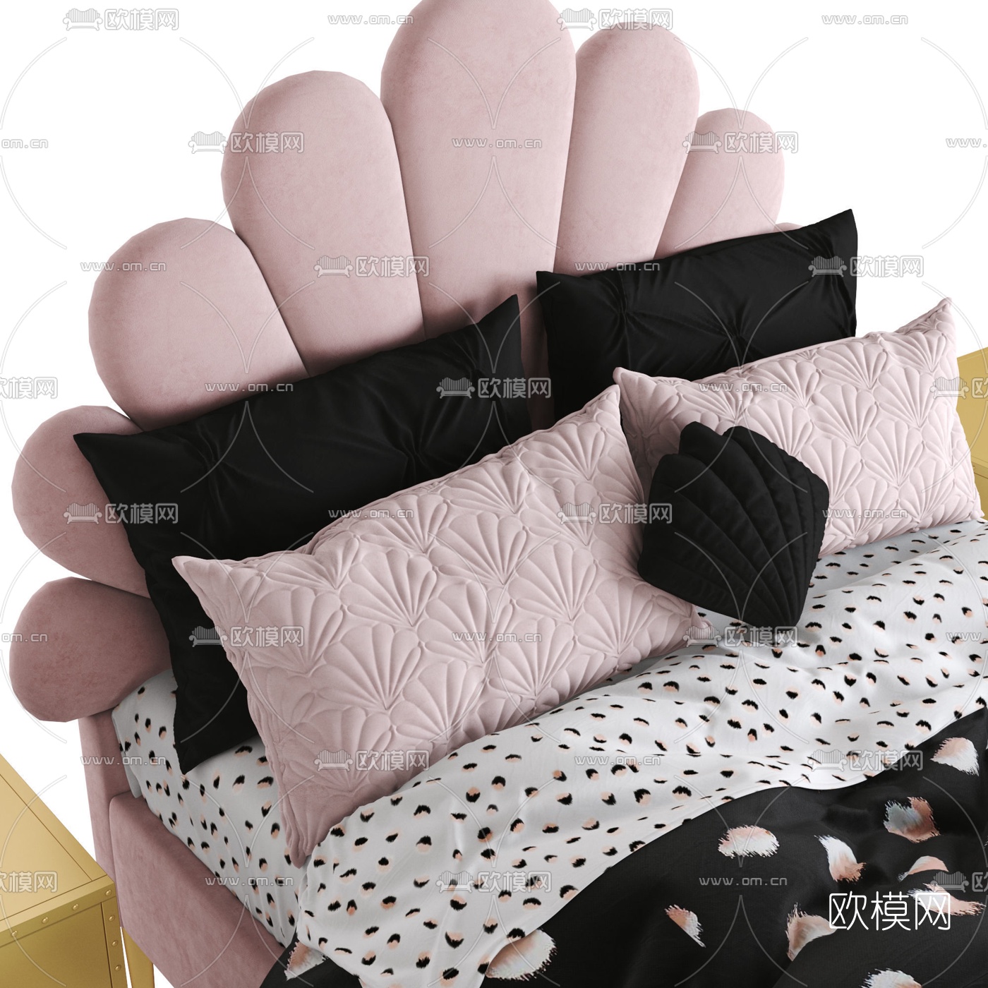 后现代布艺双人床3d模型