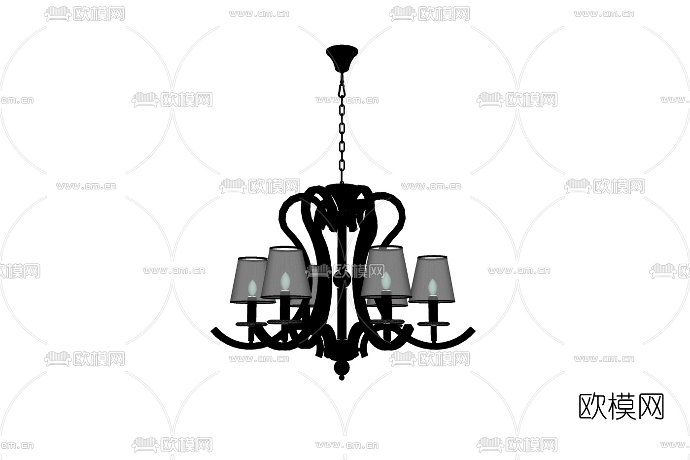 欧式金属多头吊灯免费su模型下载
