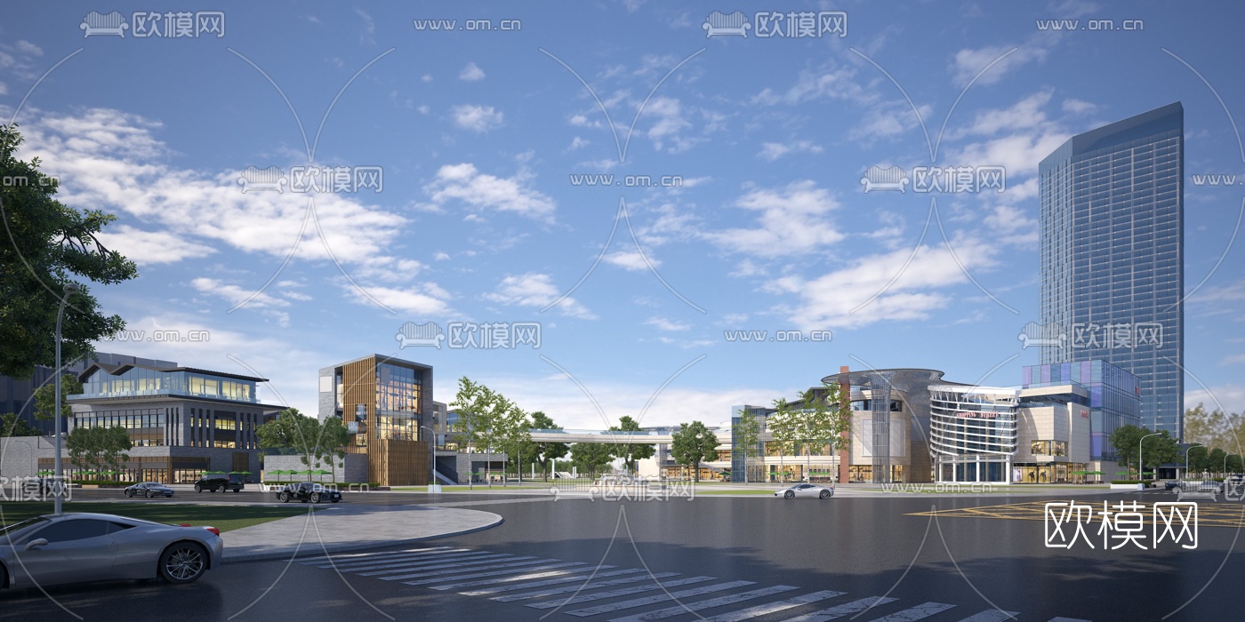 现代商业街3d模型