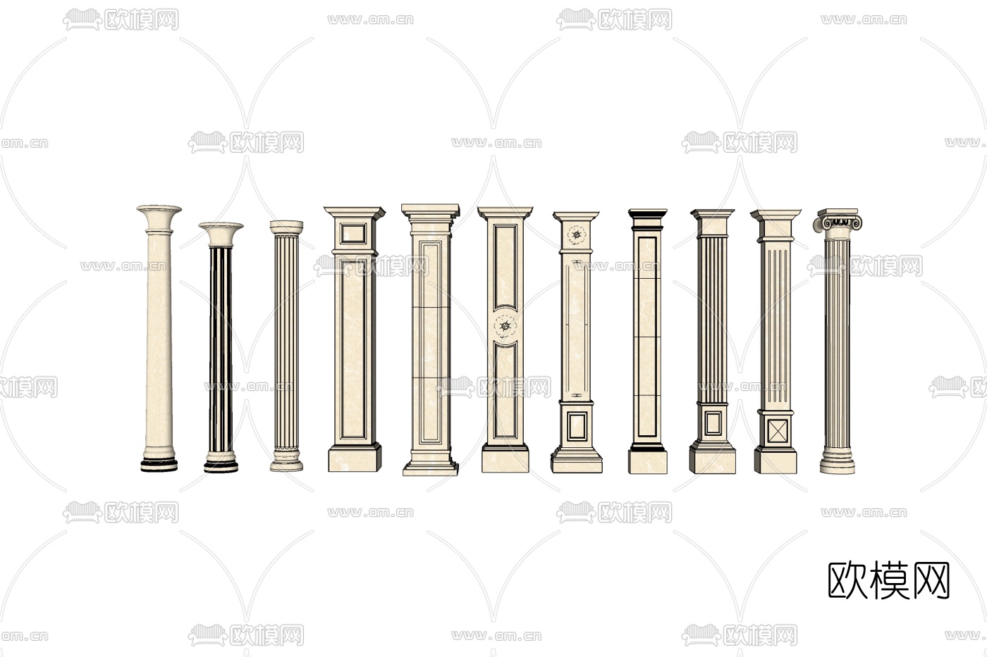 欧式罗马柱免费su模型下载