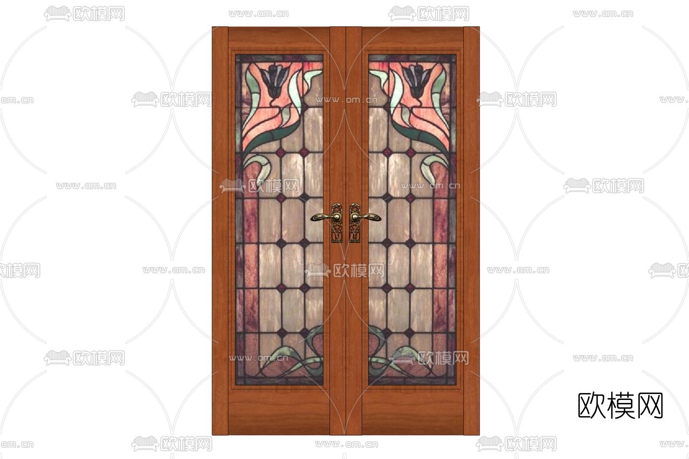 美式实木双开门免费su模型下载