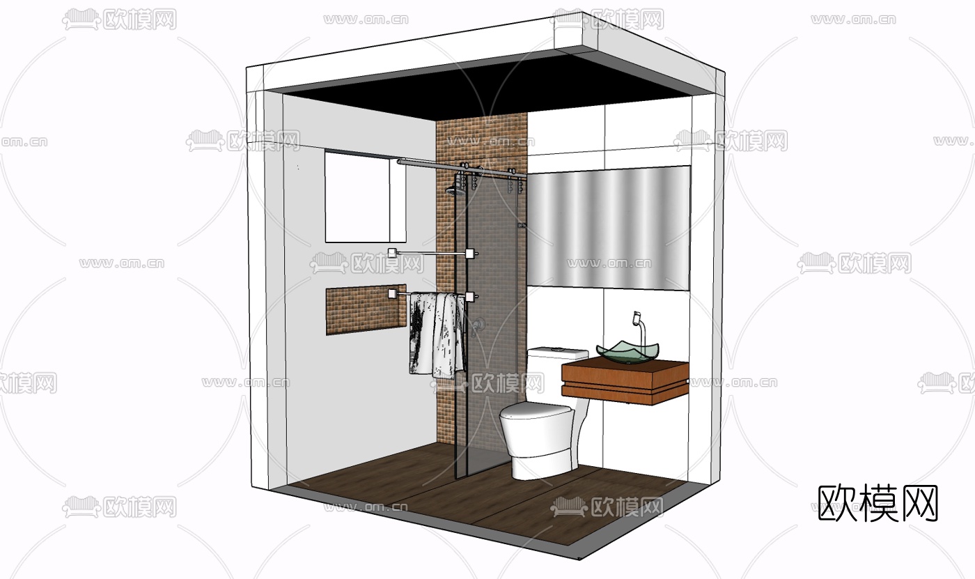 现代浴室免费su模型下载