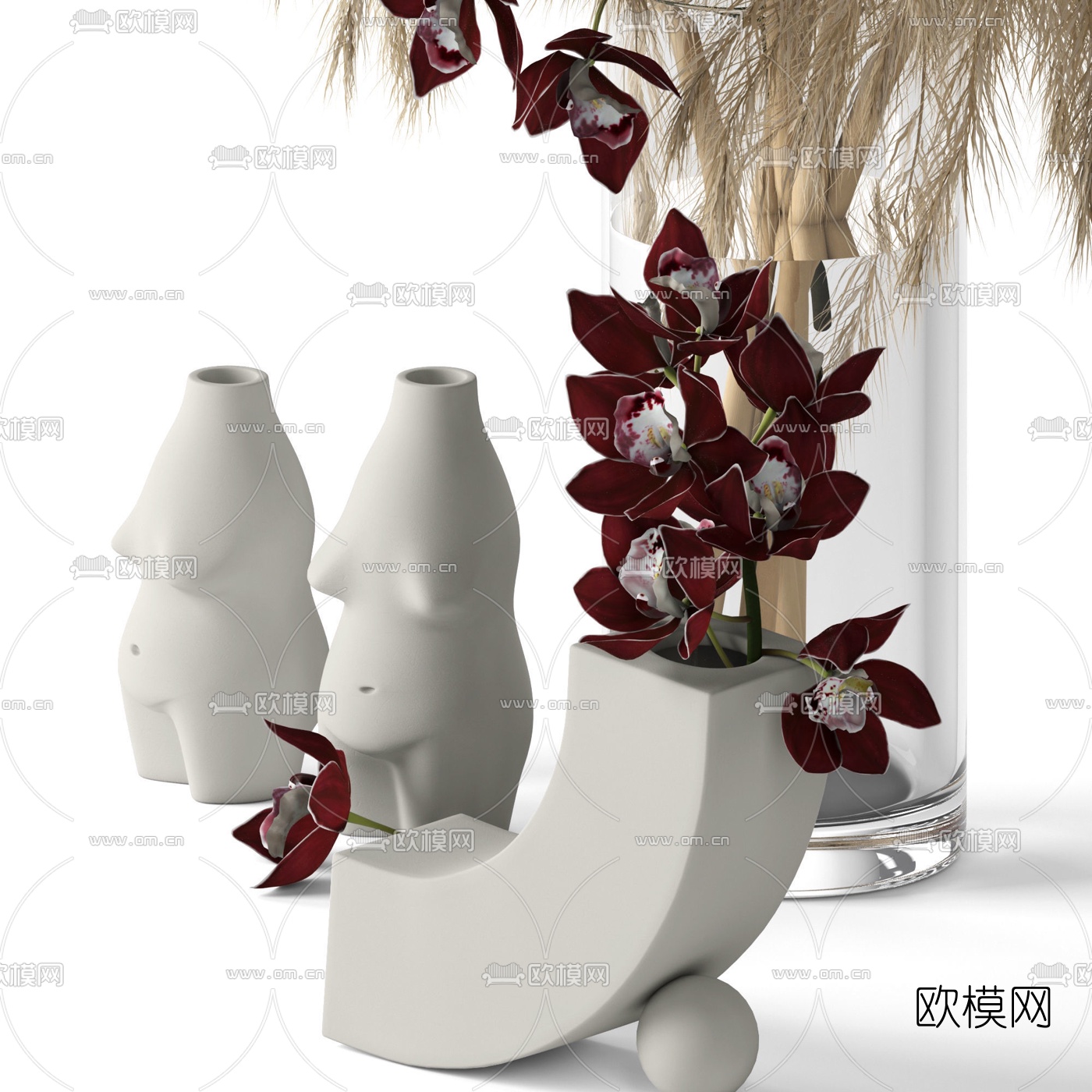 现代花瓶花卉3d模型