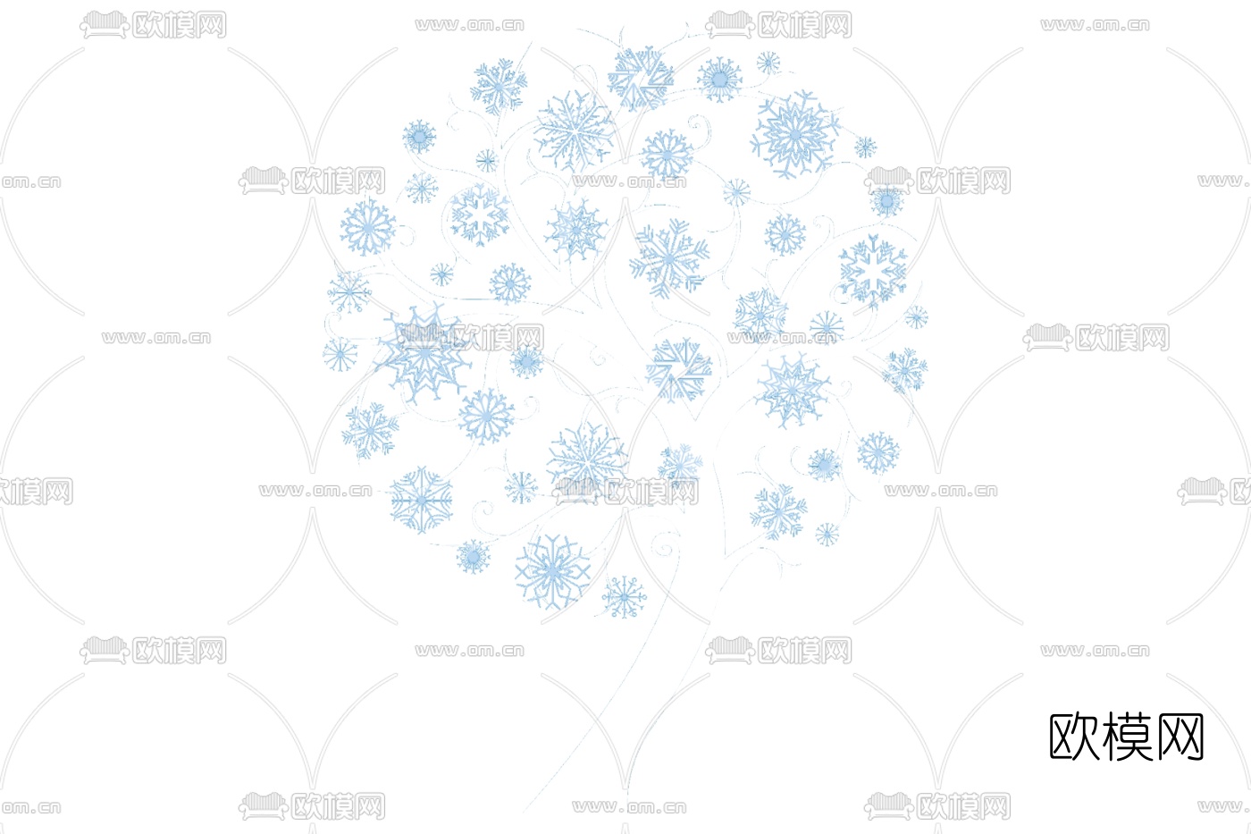 现代雪花墙饰免费su模型