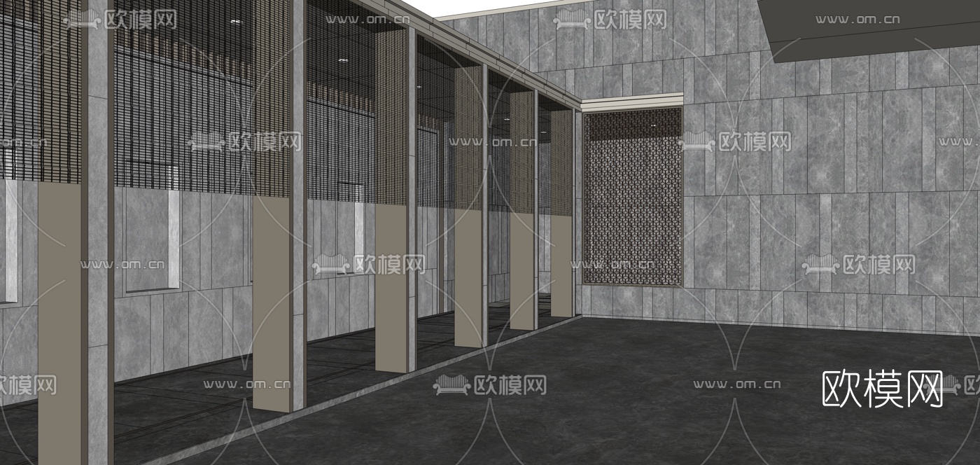 现代办公楼外观su模型下载（渲染图3）