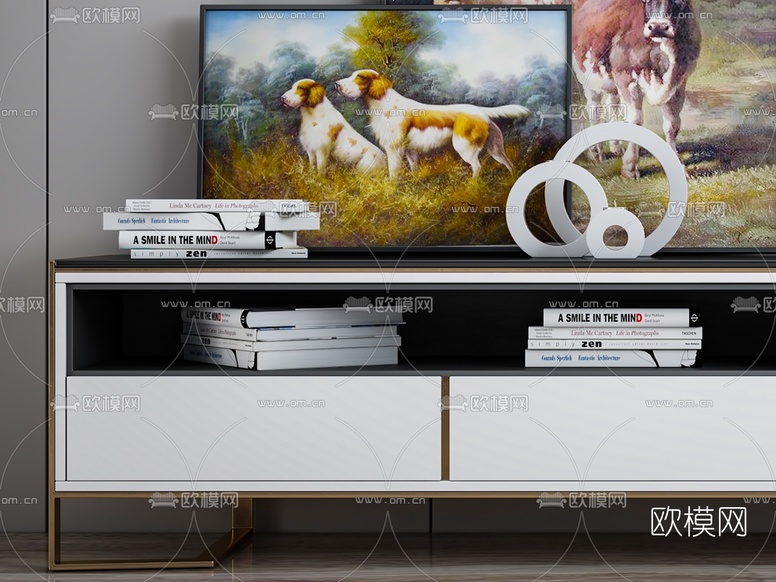现代电视柜3d模型下载(渲染图3)