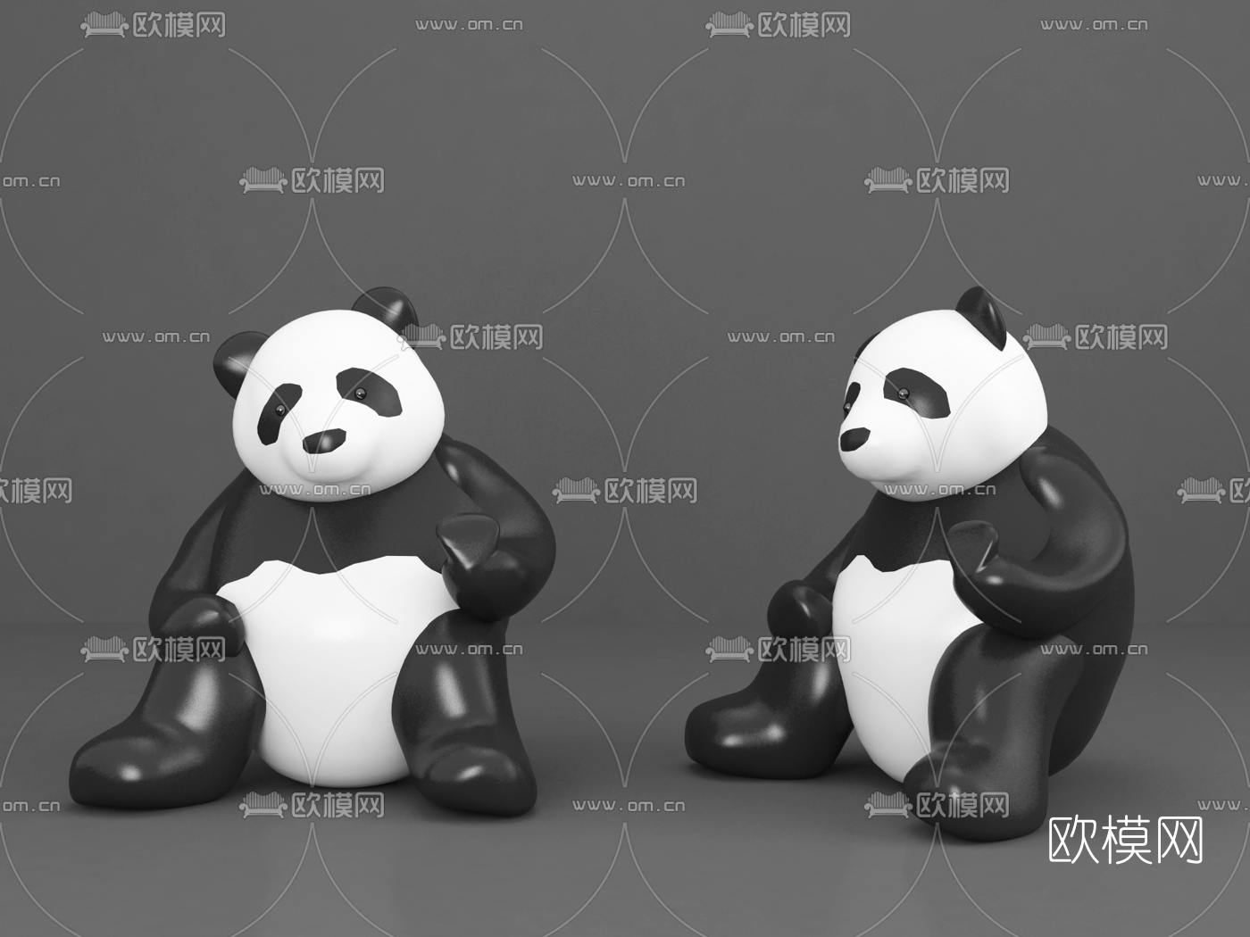 现代国宝熊猫公仔玩具3d模型