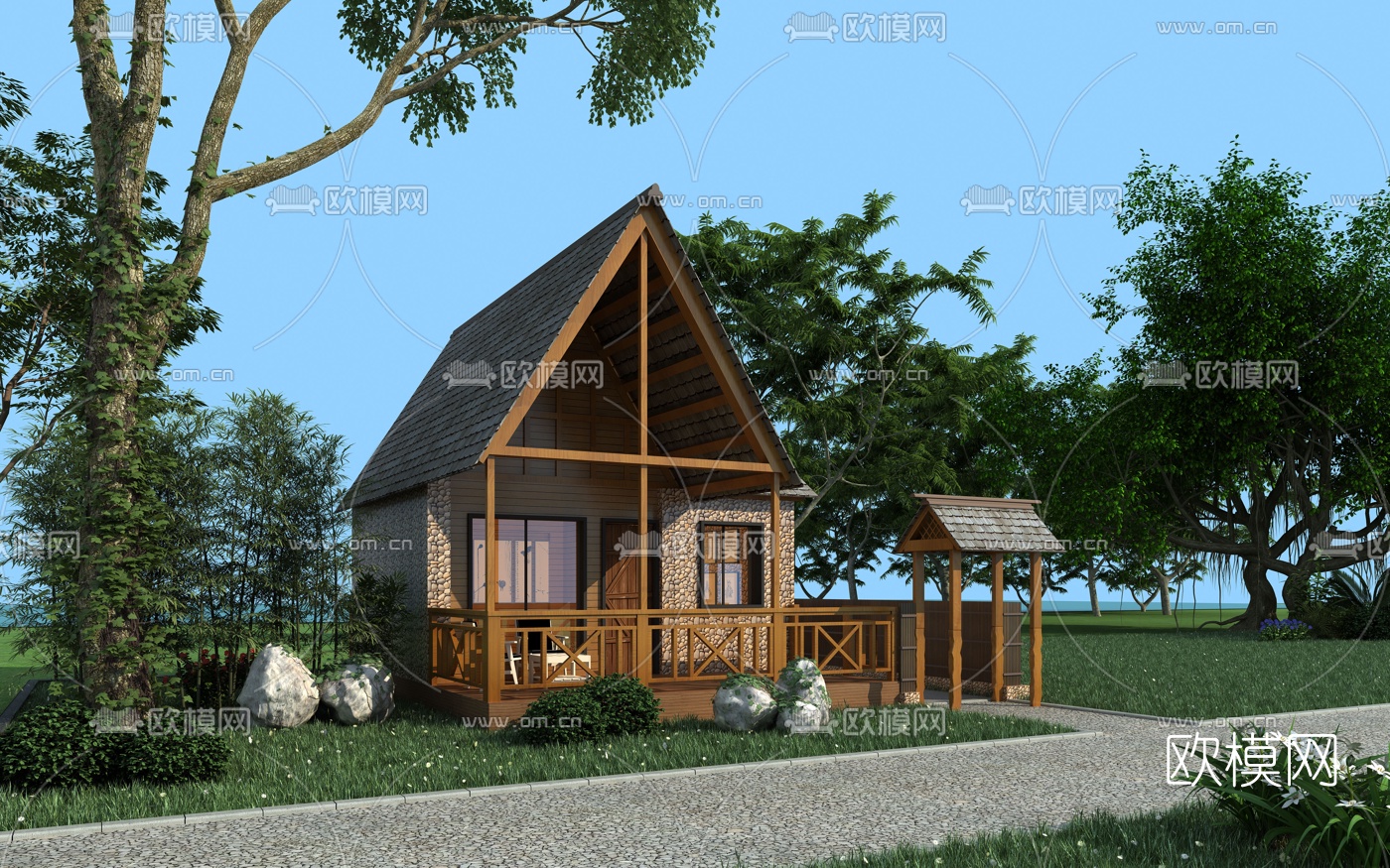 自然风度假木屋3d模型下载
