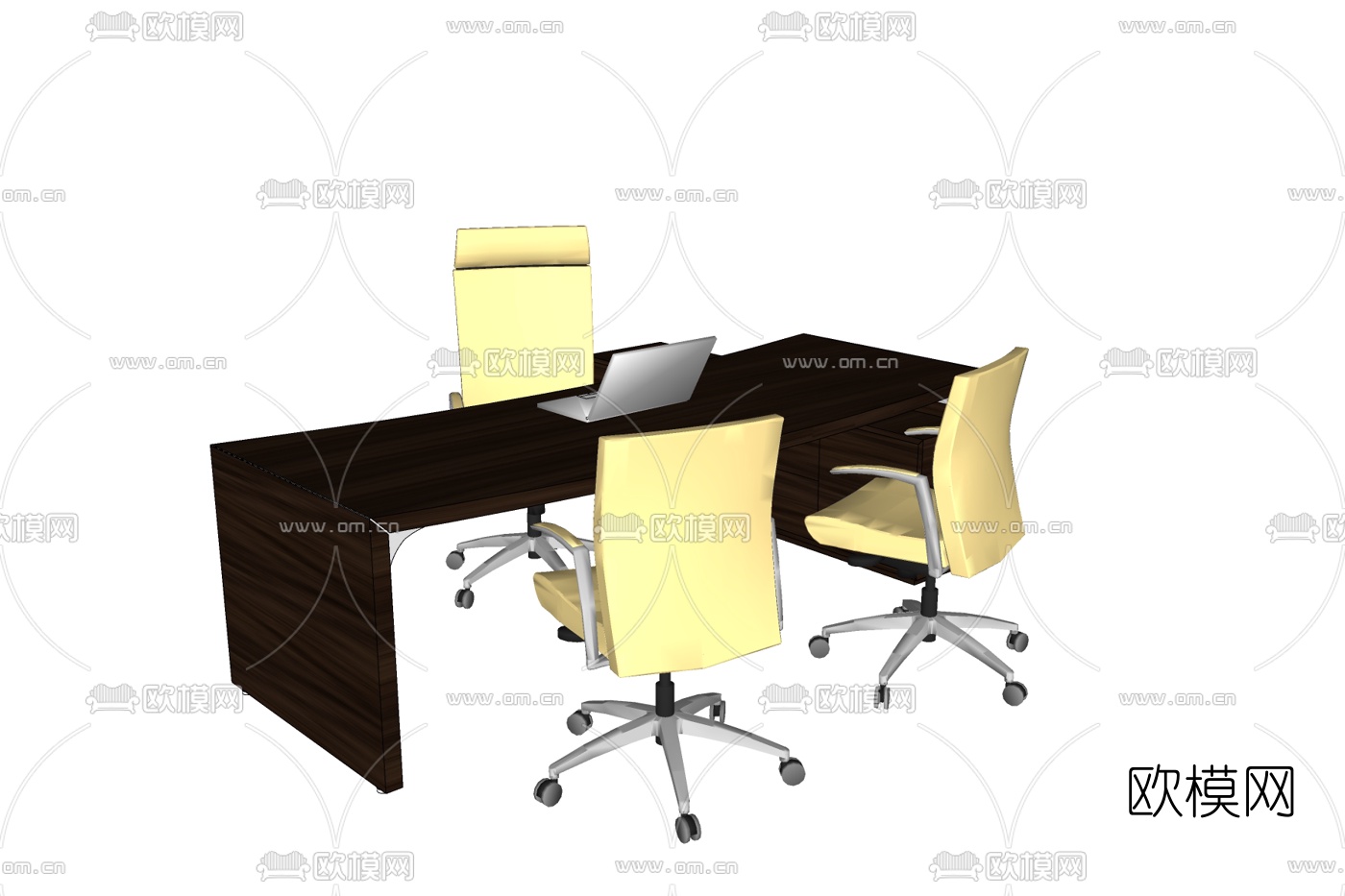 现代办公桌免费su模型下载