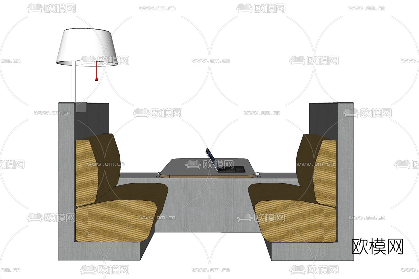 现代卡座休闲桌椅免费su模型下载