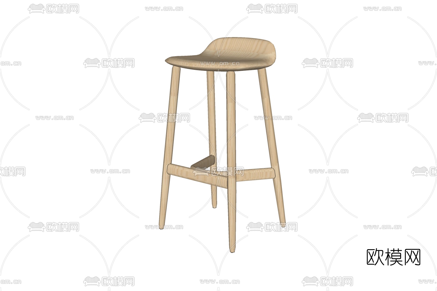 北欧实木吧台椅免费su模型下载