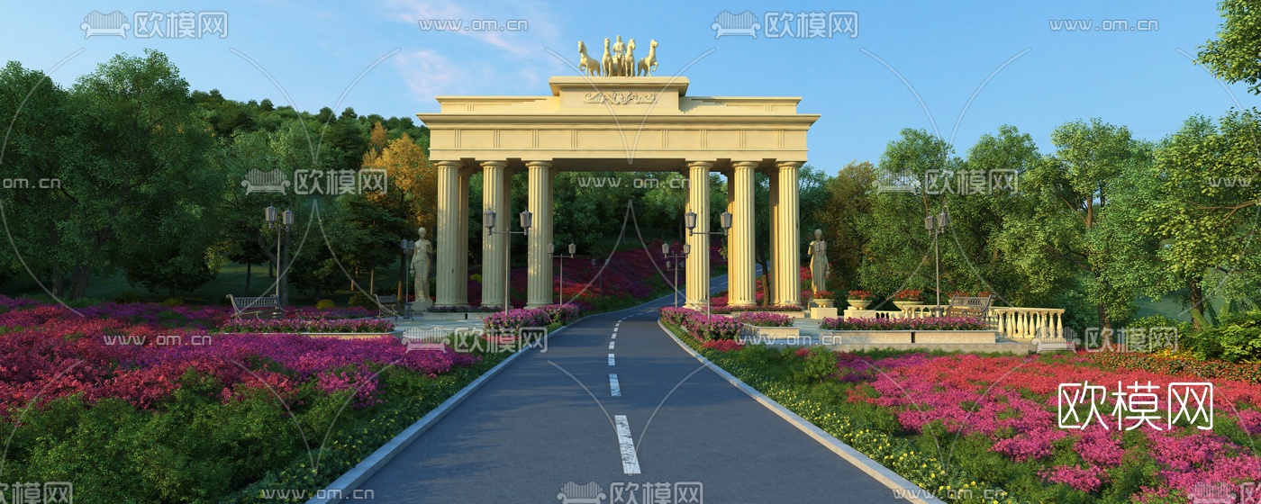 现代公园大门园林景观3d模型