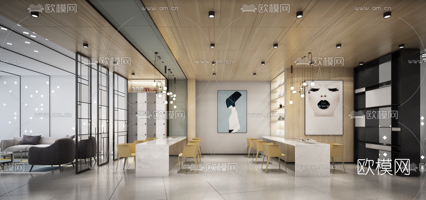 现代美容美发理发店3d模型