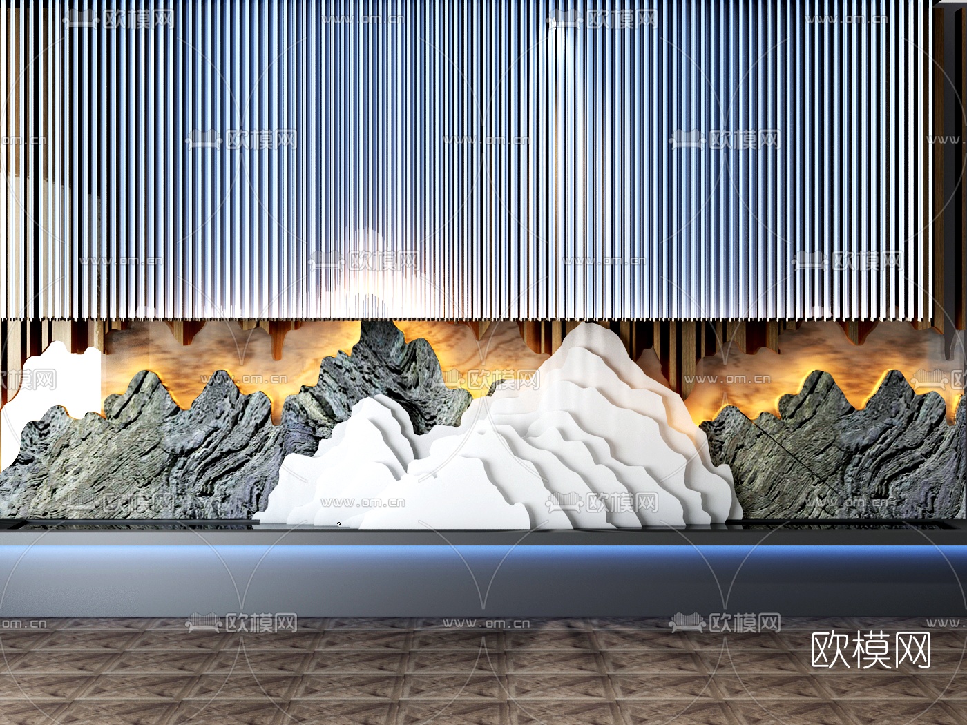 现代假山景观小品3d模型下载