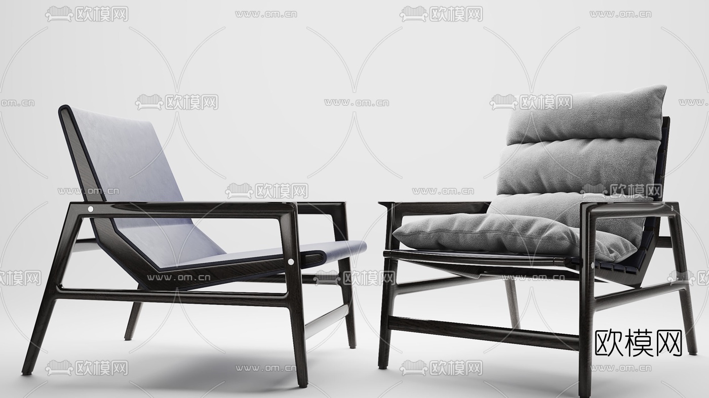 现代扶手靠背休闲椅3d模型