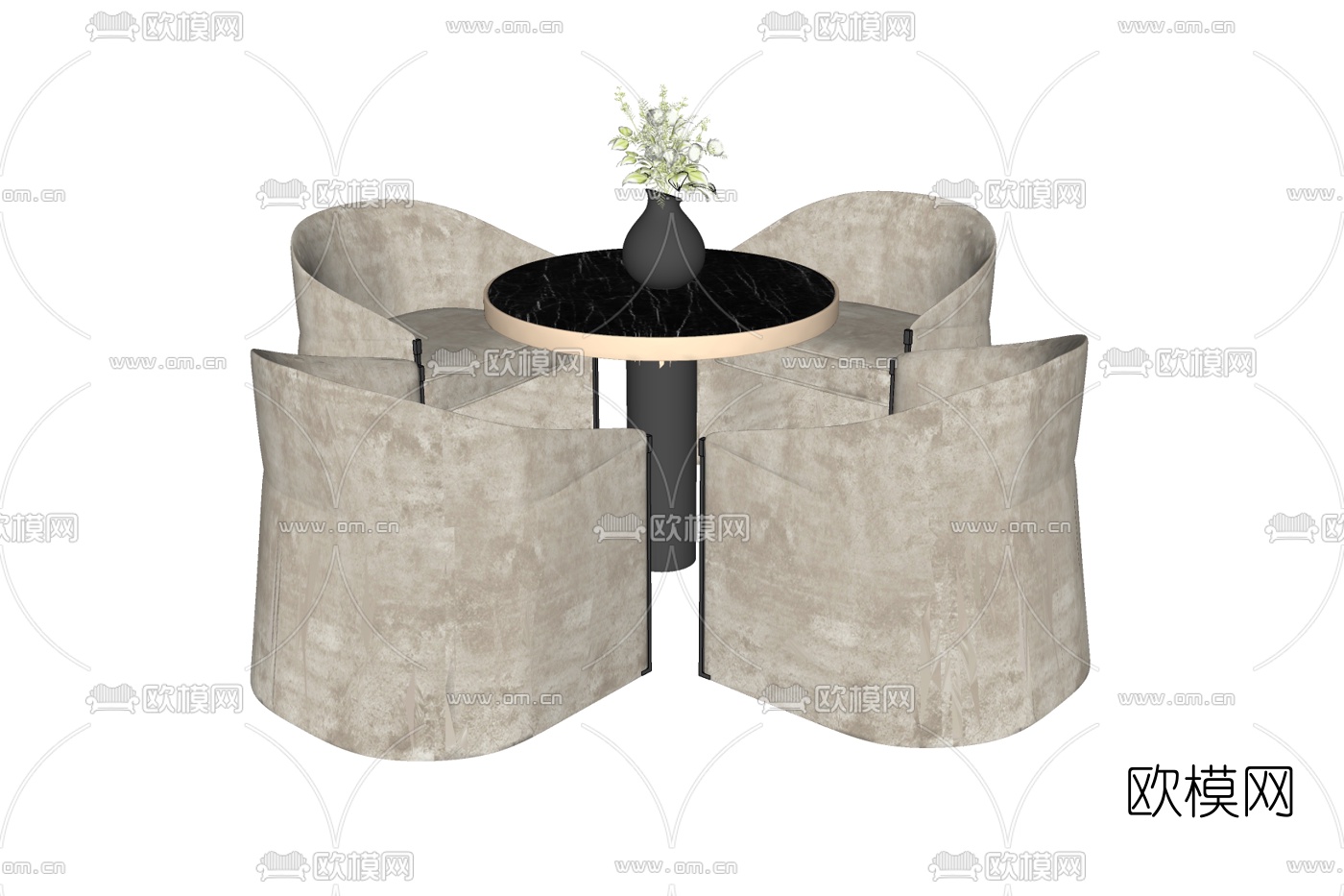 现代轻奢休闲桌椅免费su模型下载