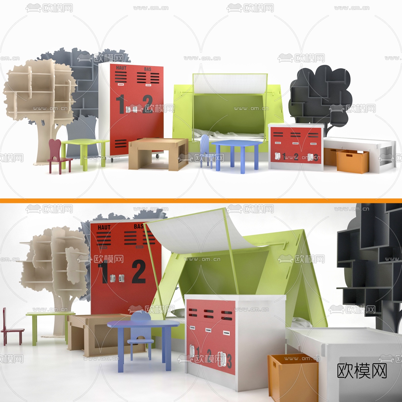 现代小孩房家具3d模型