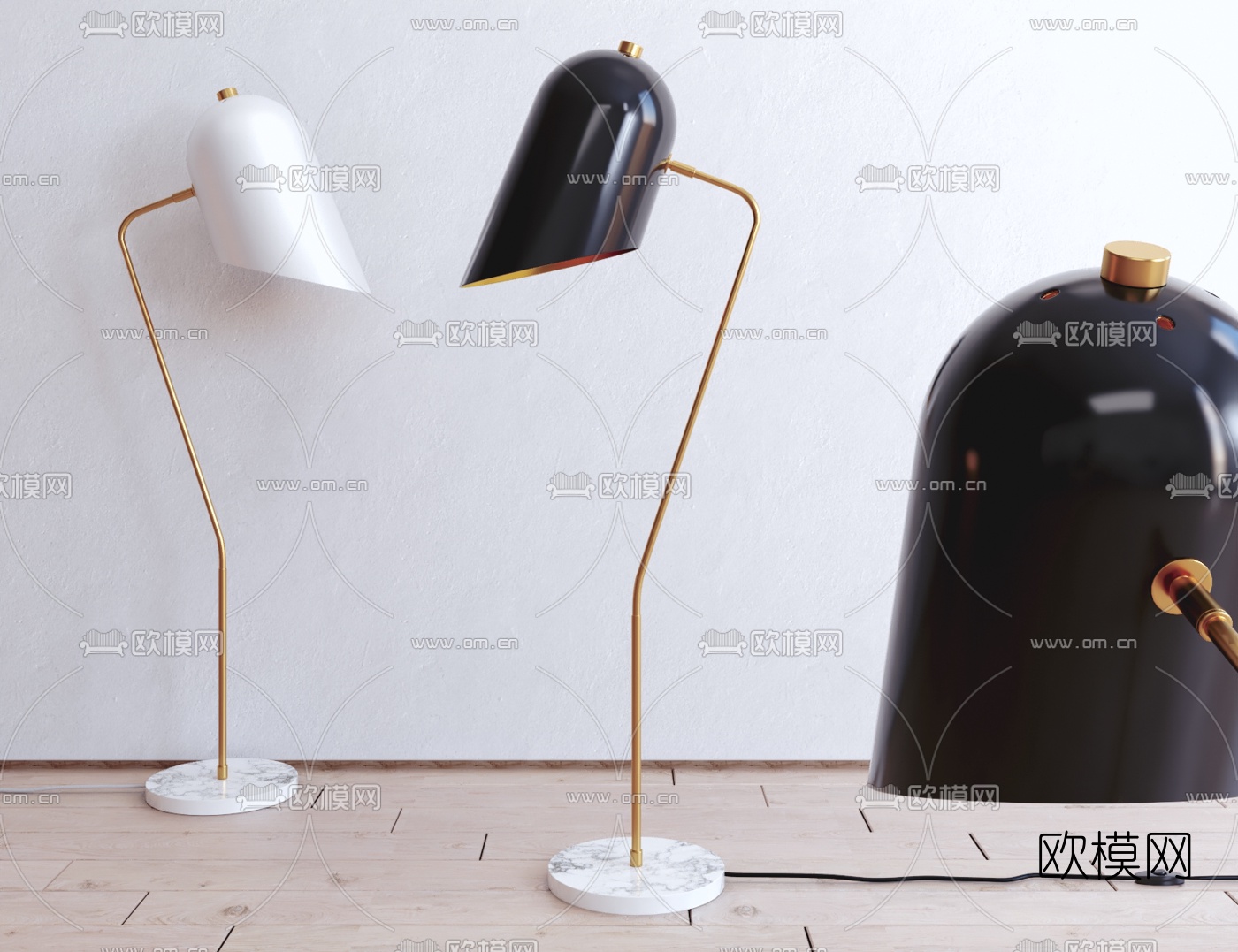 现代简约金属落地灯3d模型下载