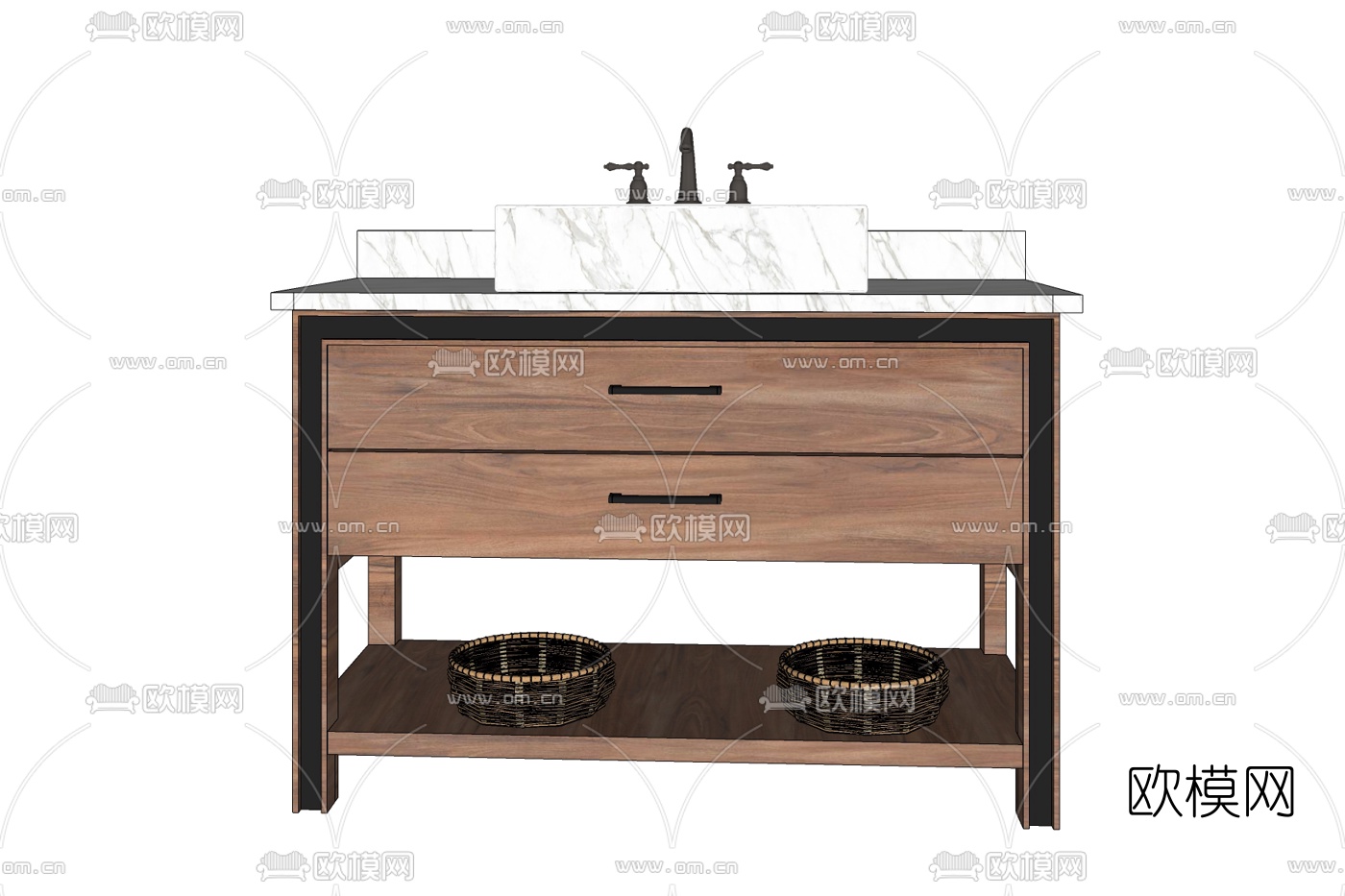 现代轻奢洗手台免费su模型下载